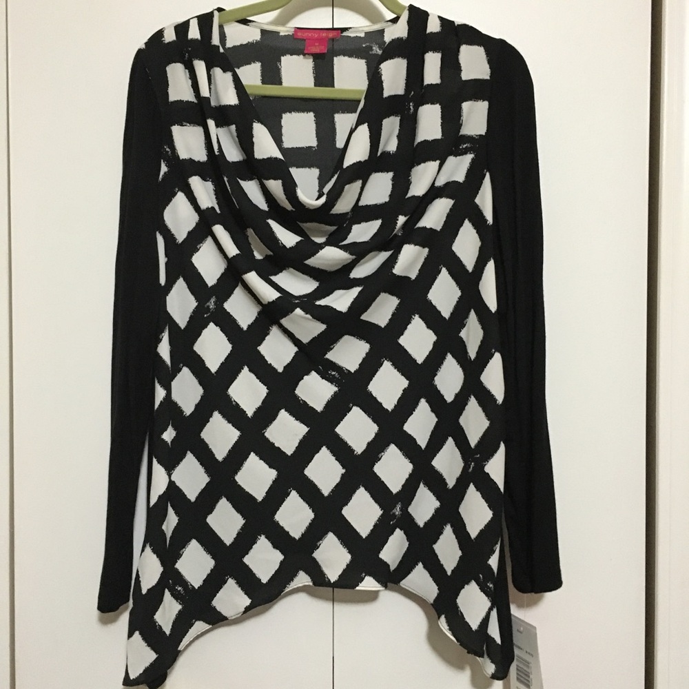 Sunny Leigh Navy Cowl neck top
